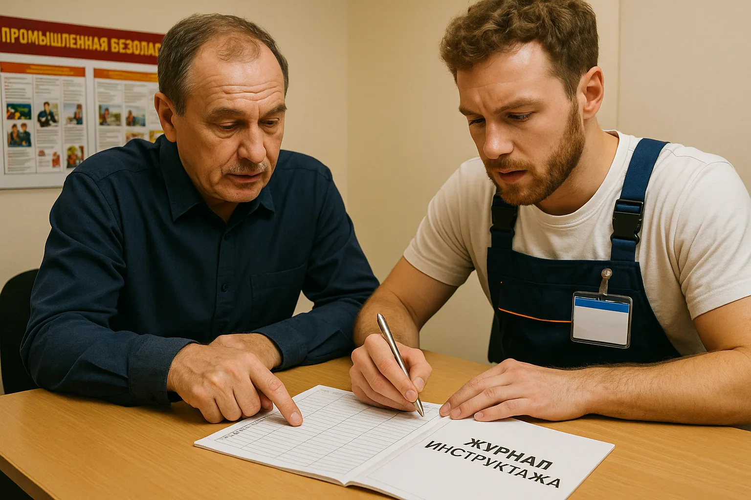 Преподаватель указывает место подписи в журнале